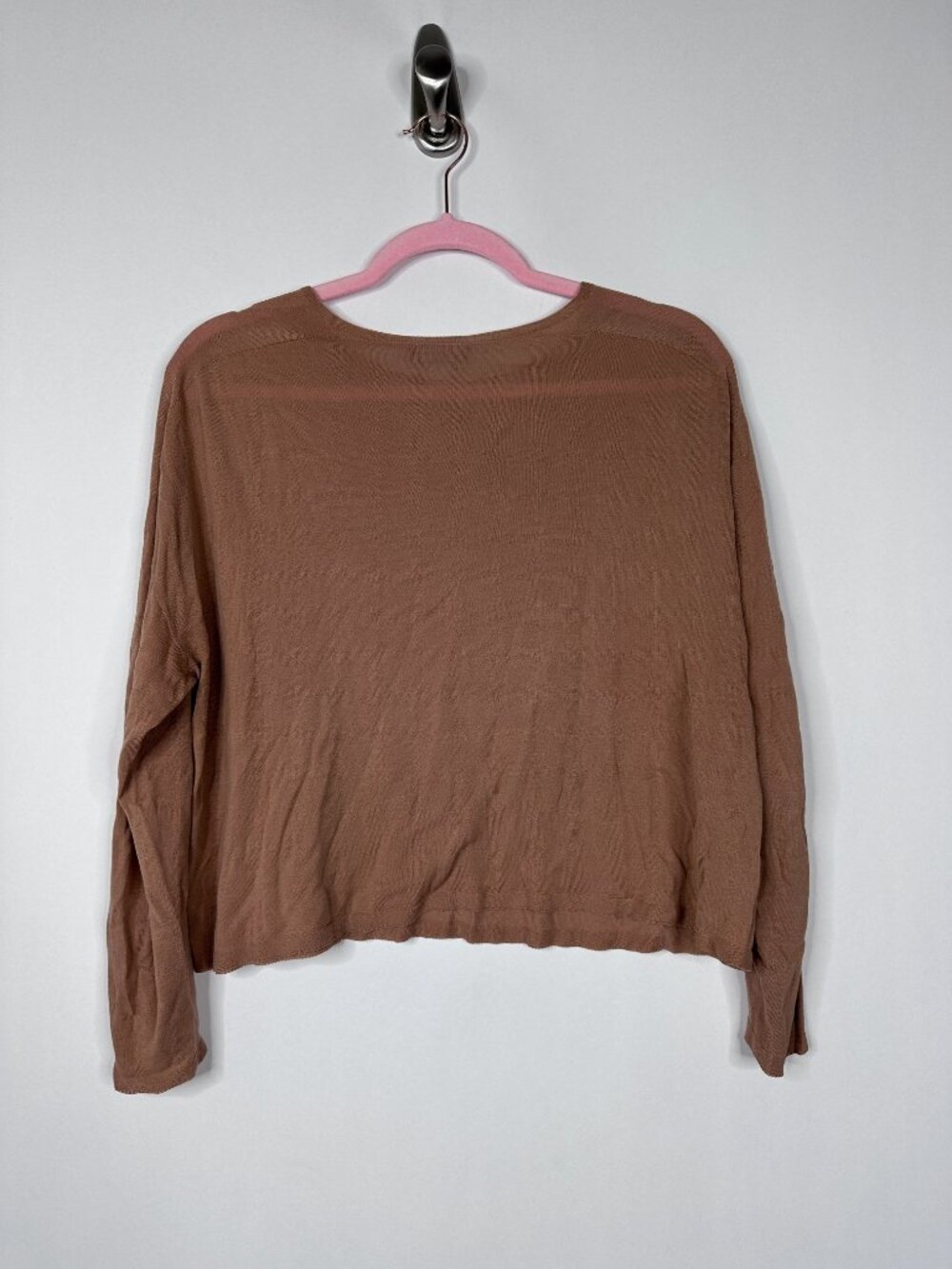 Eileen Fisher Long Sleeve Crop Top Tan Medium #A2047 - Picture 3 of 6